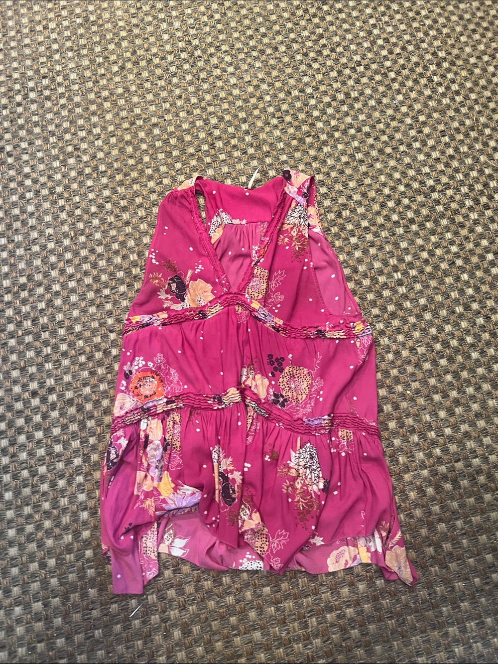 Free people medium Magenta Floral Tiered Dress